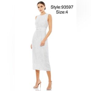 Mac Duggal white and silver dress